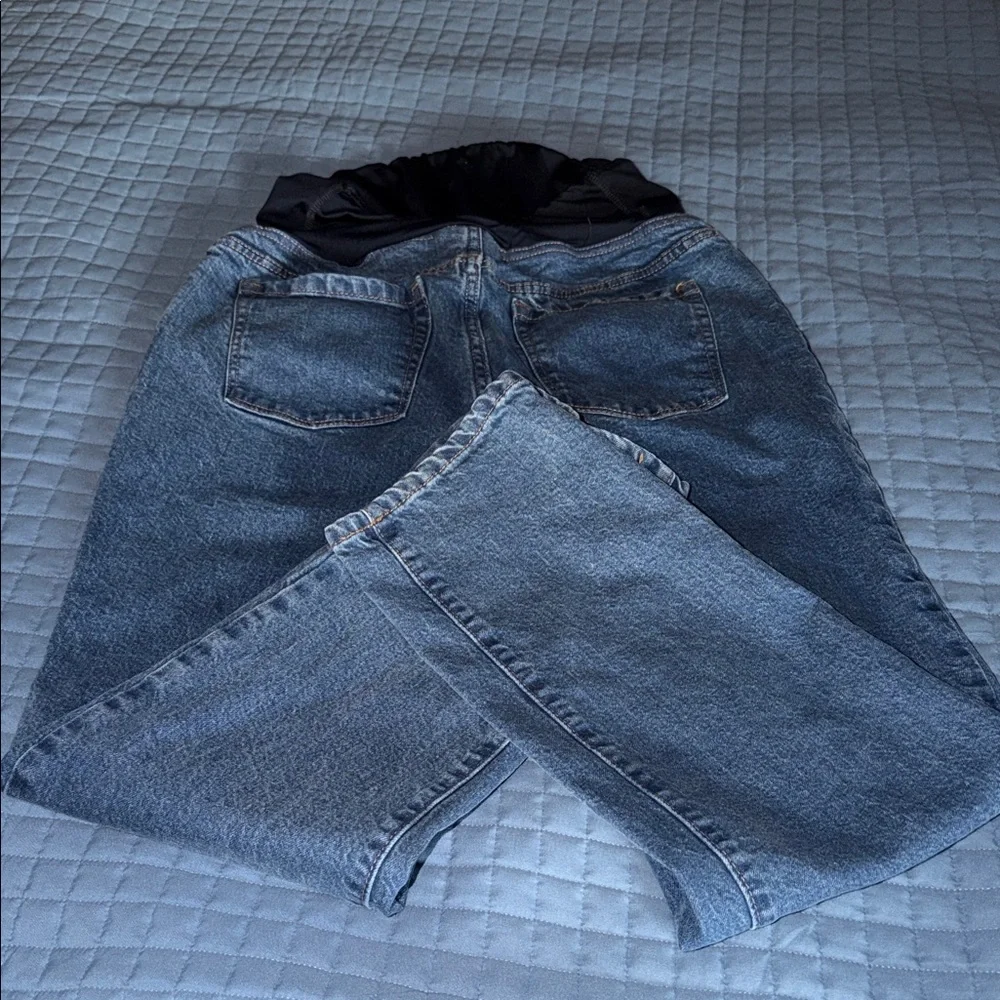 Blue Maternity Isabel Jeans with Waistband, Straight Leg - Picture 2 of 3